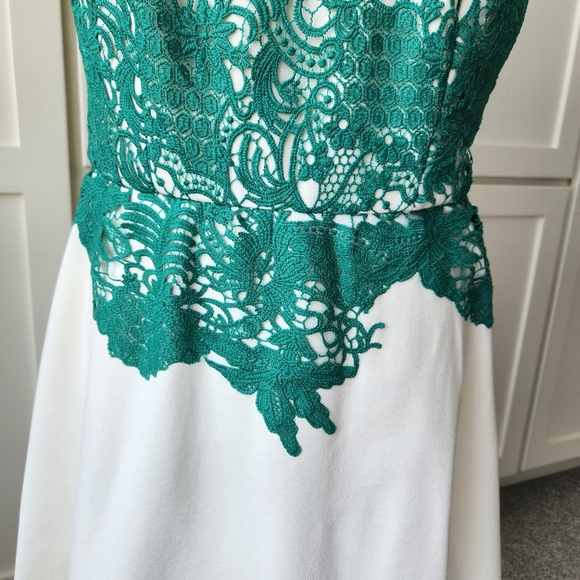 Moulinette Soeurs Arbor Lace Fit And Flare Cocktail Dress Green Cream Skirt 4 - Picture 9 of 17